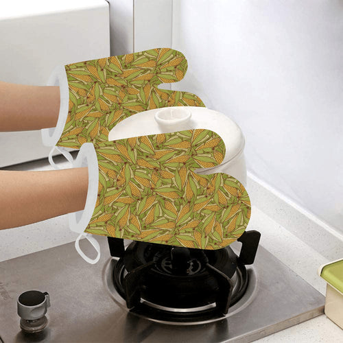 Corn Pattern Print Design 01 Heat Resistant Oven Mitts