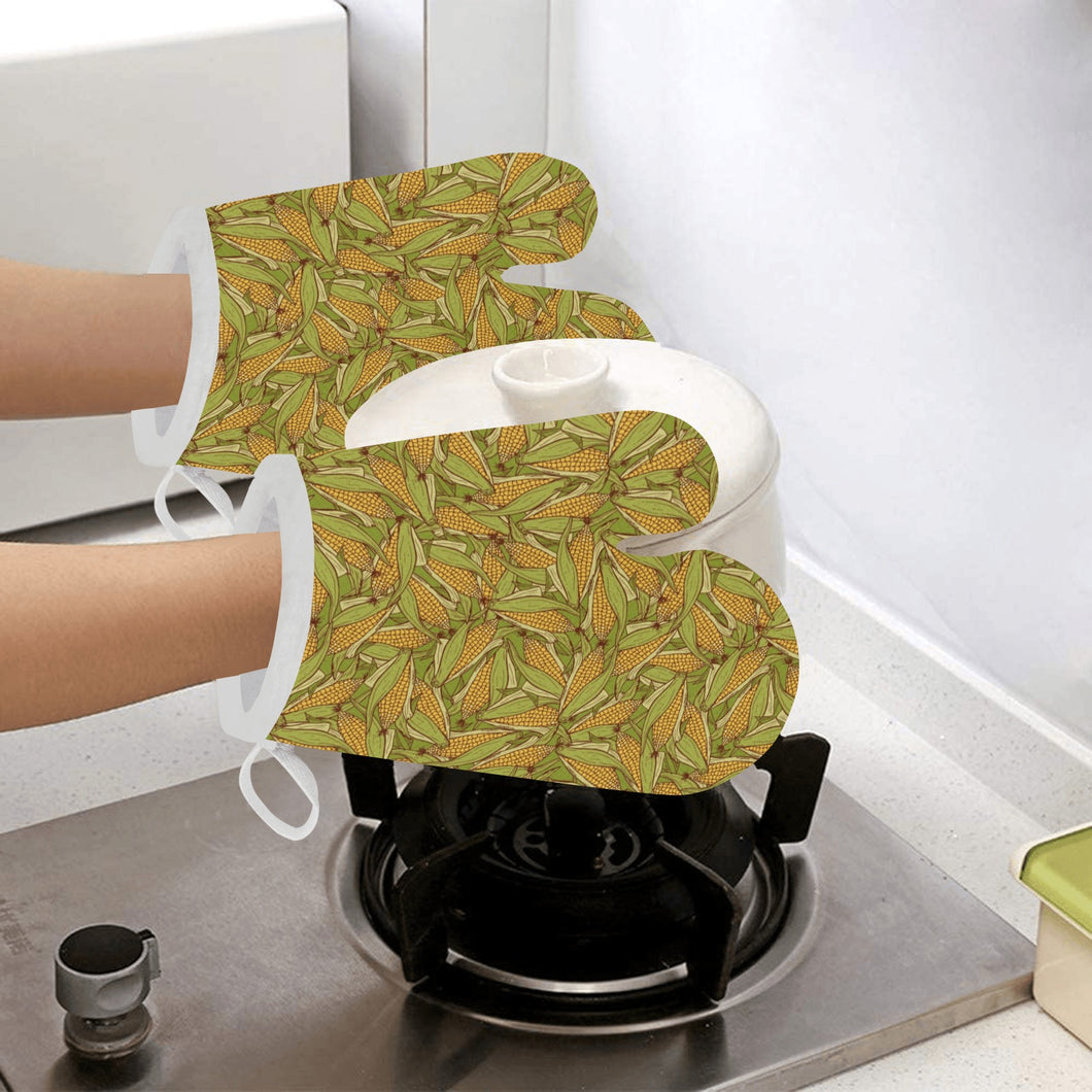 Corn Pattern Print Design 01 Heat Resistant Oven Mitts