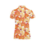 Orange yellow orchid flower pattern background Women's All Over Print Polo Shirt