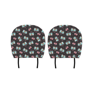 Camera Pattern Print Design 04 Car Headrest Cover