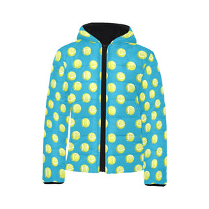 Tennis Pattern Print Design 05 Kids' Boys' Girls' Padded Hooded Jacket