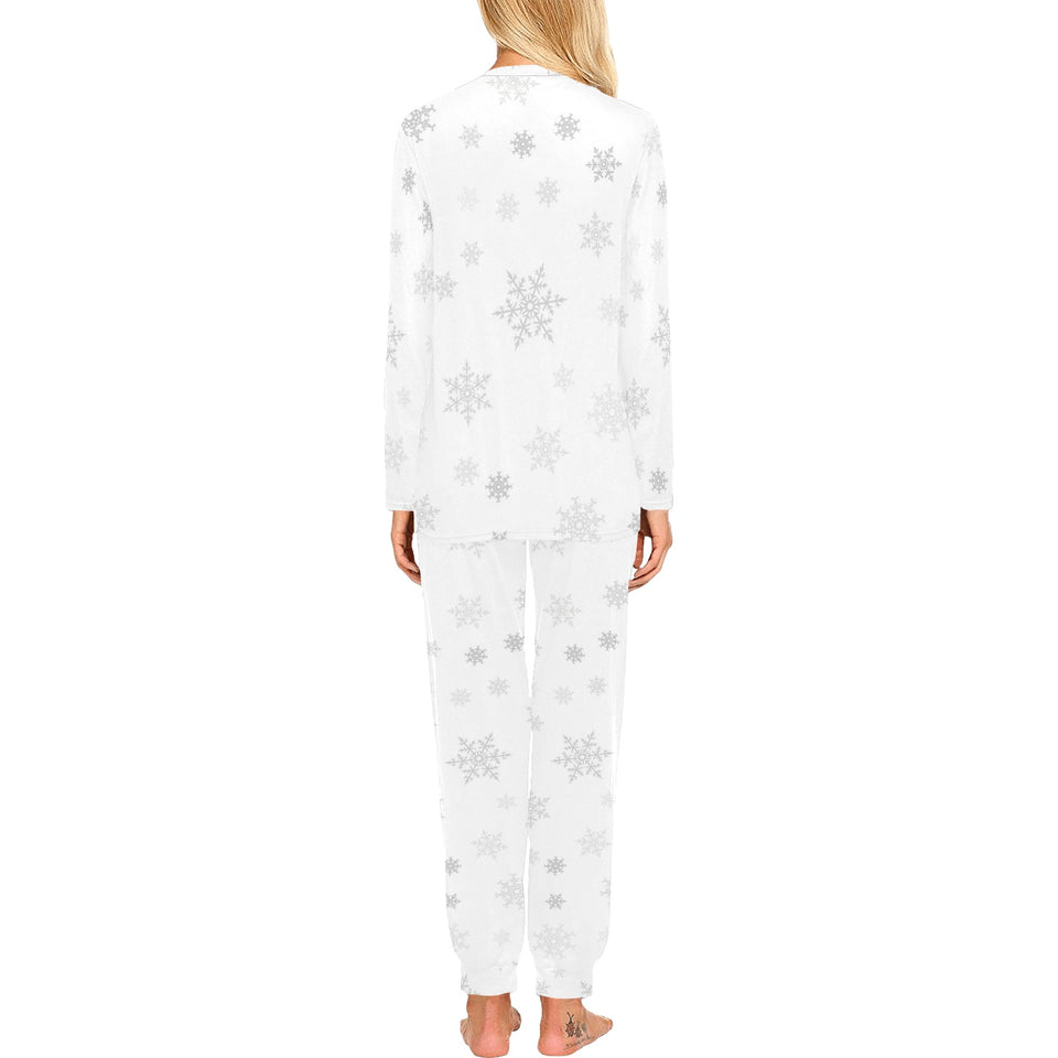 Snowflake pattern white background Women's All Over Print Pajama Set