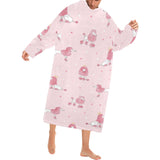 Poodle dog pink color theme Blanket Robe with Sleeves