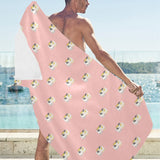 Cute hamster cheese pattern pink background Beach Towel