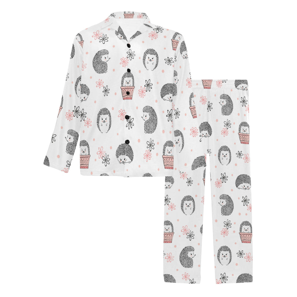 Hedgehog Pattern Print Design 02 Men's Long Pajama Set