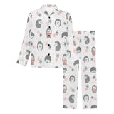 Hedgehog Pattern Print Design 02 Men's Long Pajama Set