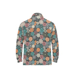 Gear Pattern Print Design 05 Men's Long Sleeve Polo Shirt