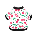 cherry pattern white background All Over Print Pet Dog Round Neck Fuzzy Shirt