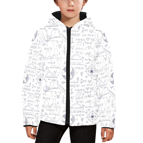 Math Pattern Print Design 03 Kids' Boys' Girls' Padded Hooded Jacket