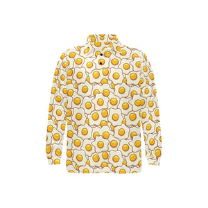 Fried Eggs Pattern Print Design 02 Men's Long Sleeve Polo Shirt