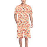 Camper Van Pattern Print Design 03 Men's V-Neck Short Pajama Set