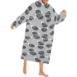 Sun Glasses Pattern Print Design 04 Blanket Robe with Sleeves