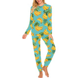 Banana Palm Leaves pattern background Women's All Over Print Pajama Set