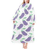 Eggplant Pattern Print Design 05 Blanket Robe with Sleeves