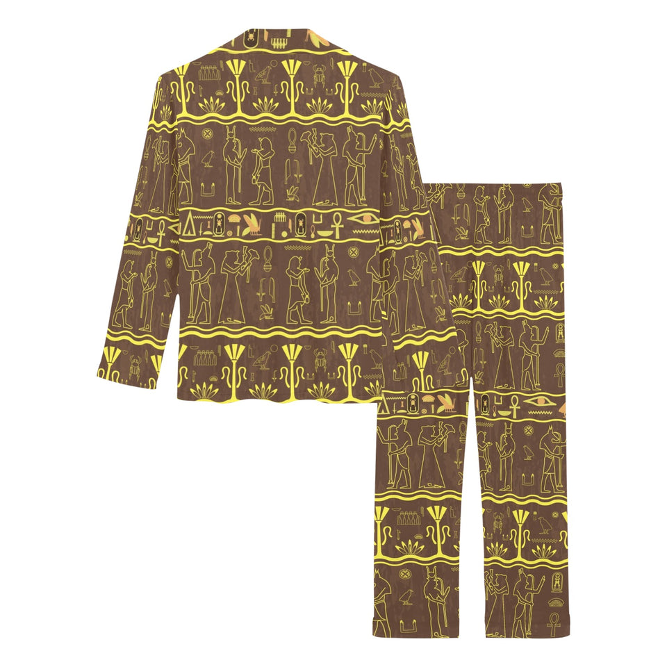 Egypt Hieroglyphics Pattern Print Design 03 Women's Long Pajama Set