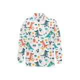 Cute Crocodile Pattern Men's Long Sleeve Polo Shirt