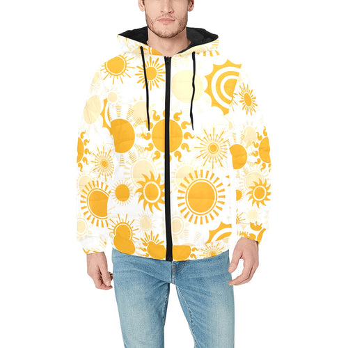 Sun design pattern Men's Padded Hooded Jacket