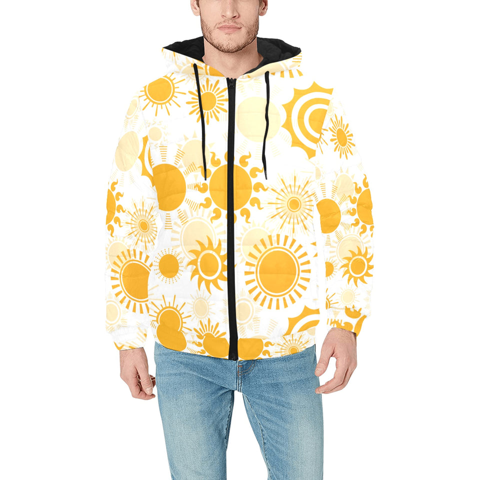 Sun design pattern Men's Padded Hooded Jacket