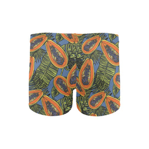 Colorful papaya tropical leaves Men's Swimming Trunks