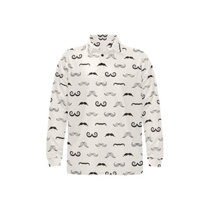Mustache Beard Pattern Print Design 05 Men's Long Sleeve Polo Shirt