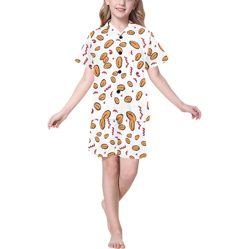 peanuts pattern background Kids' Boys' Girls' V-Neck Short Pajama Set