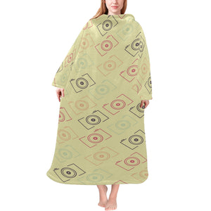 Camera Pattern Print Design 01 Blanket Robe with Sleeves