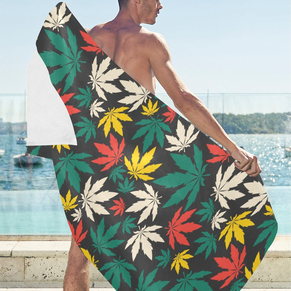 Canabis Marijuana Weed Pattern Print Design 02 Beach Towel