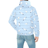 Seagull Pattern Print Design 02 Men's Padded Hooded Jacket
