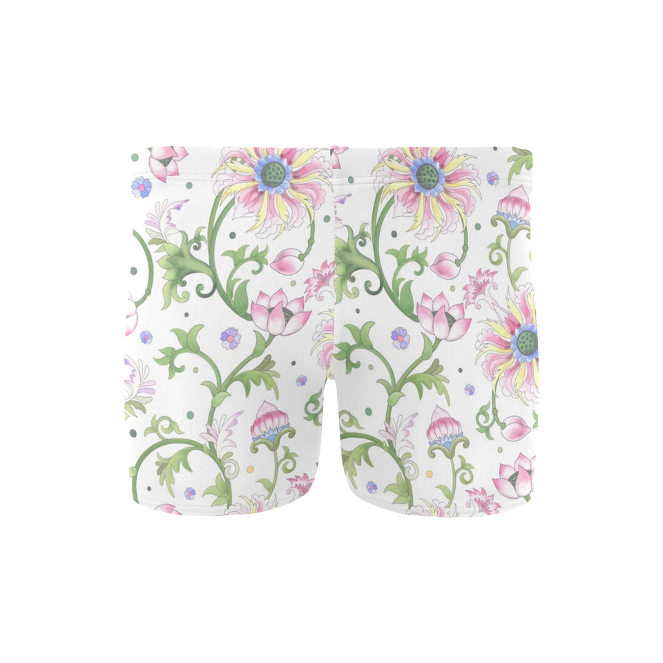 Beautiful pink lotus waterlily leaves pattern Men's Swimming Trunks