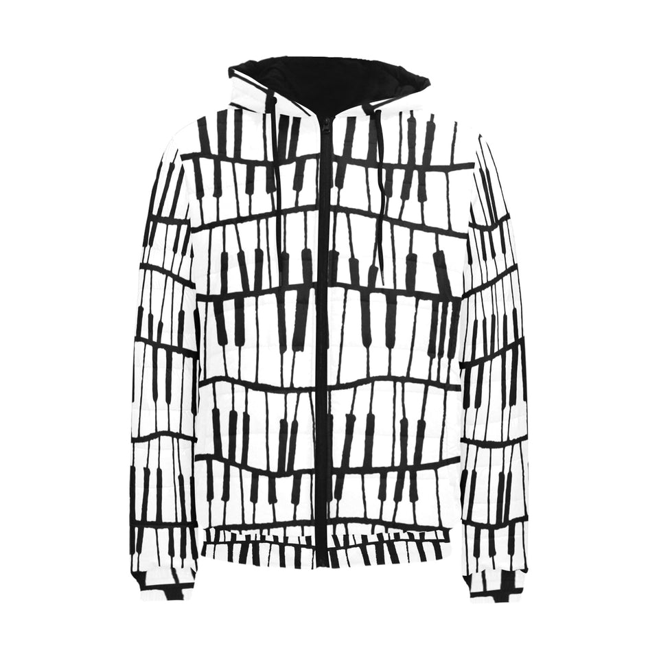 Piano Pattern Print Design 03 Men's Padded Hooded Jacket