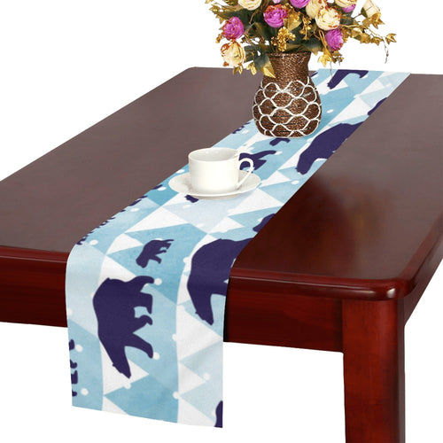 polar bear winter snow pattern Table Runner