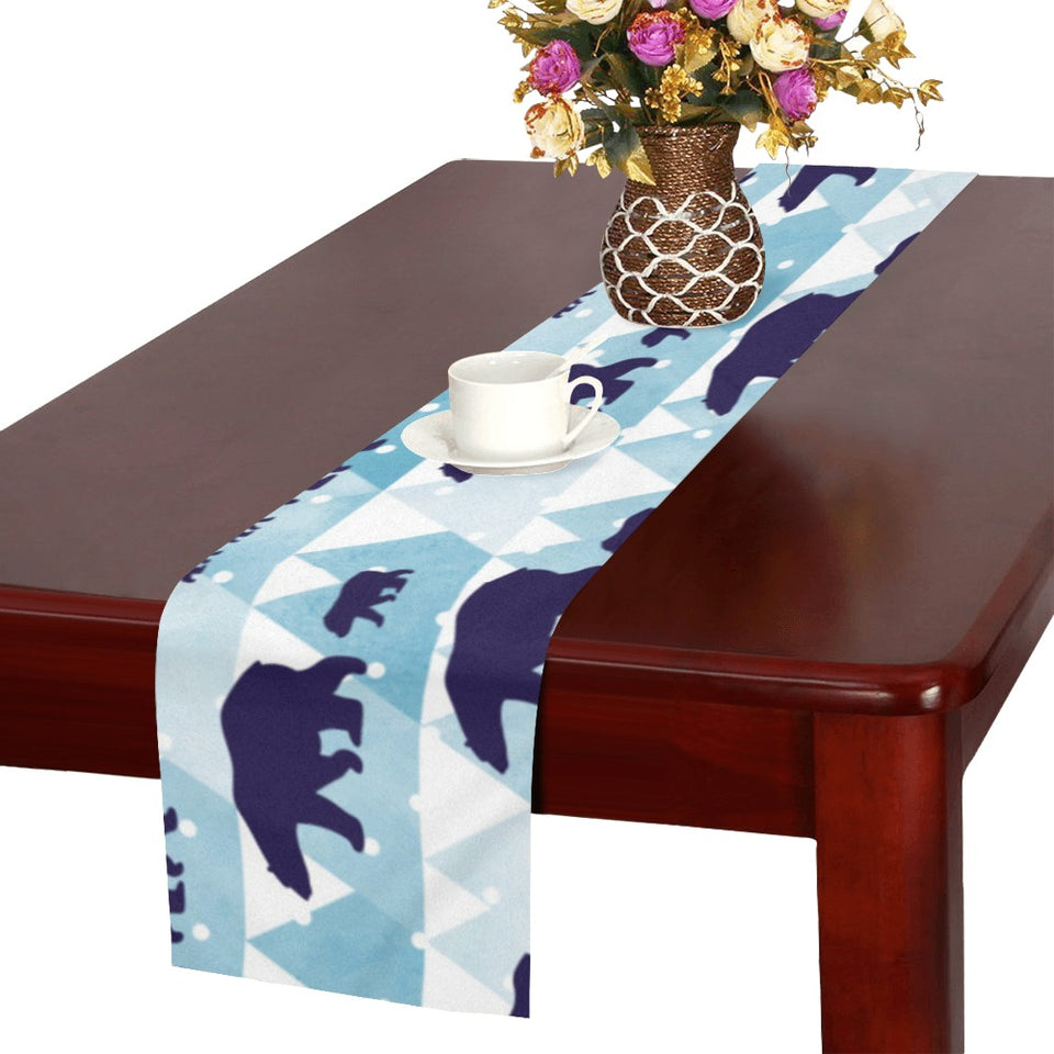 polar bear winter snow pattern Table Runner