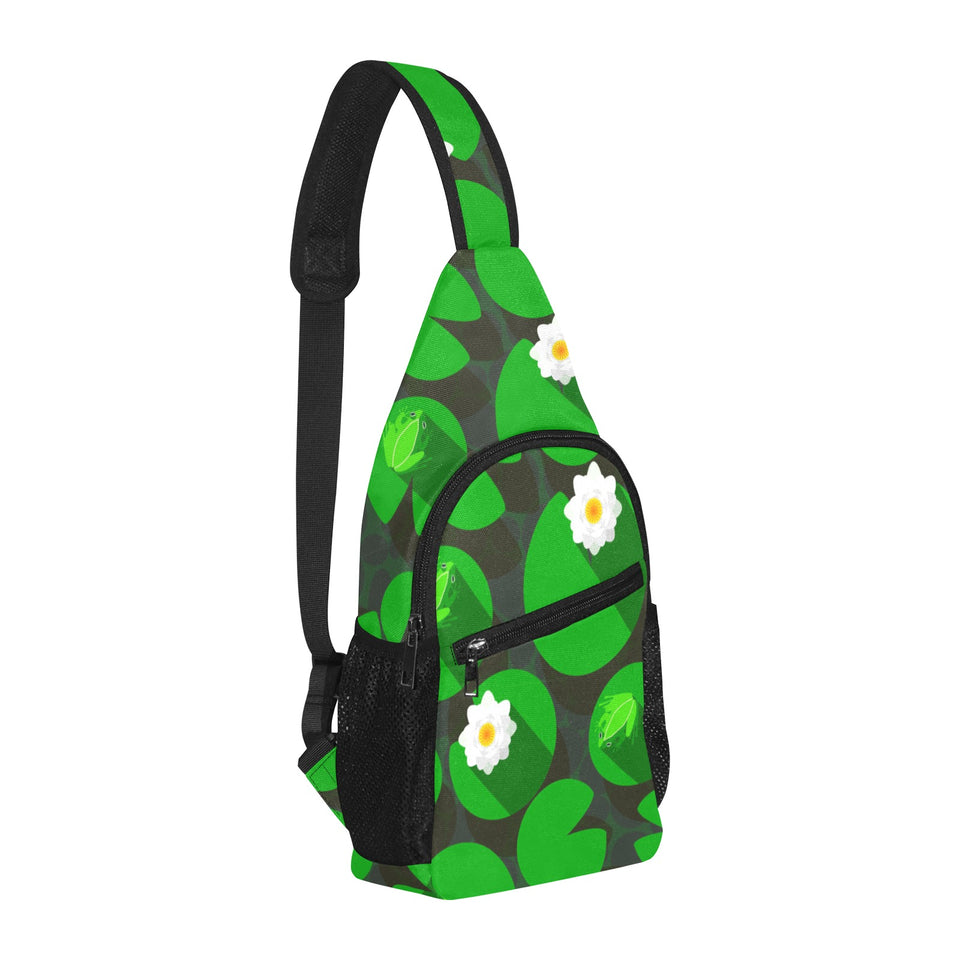Frog waterlily pattern All Over Print Chest Bag
