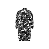 Crow illustration pattern Men's Long Sleeve Belted Night Robe