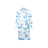 Watercolor dolphin pattern Men's Long Sleeve Belted Night Robe