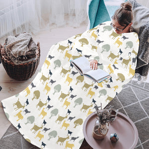 Silhouettes of goat and tree pattern Blanket Robe with Sleeves