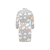 Cute rainbow clound star pattern Men's Long Sleeve Belted Night Robe