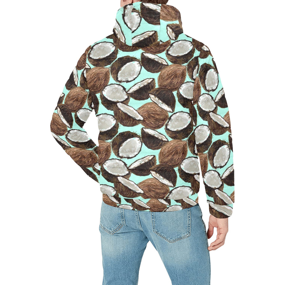Coconut Pattern Print Design 03 Men's Padded Hooded Jacket