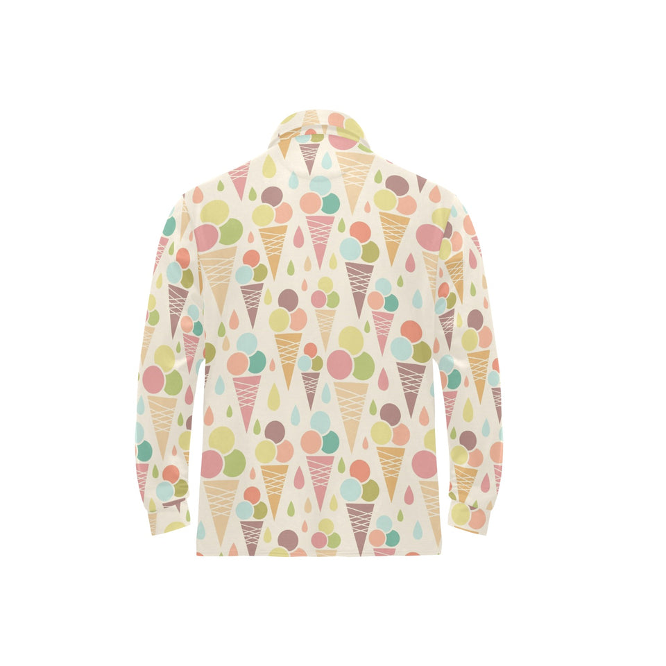 Ice cream cone pattern Men's Long Sleeve Polo Shirt