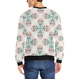 Square floral indian flower pattern Men's Crew Neck Sweatshirt