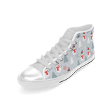 Snowman christmas  tree snow gray background Men's High Top Canvas Shoes White