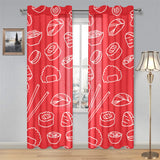 sushi pattern red background Gauze Curtain