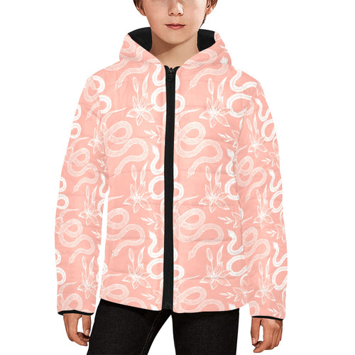 Snake lilies flower pattern Kids' Boys' Girls' Padded Hooded Jacket