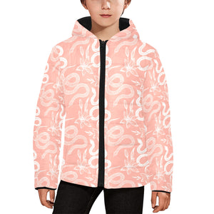 Snake lilies flower pattern Kids' Boys' Girls' Padded Hooded Jacket