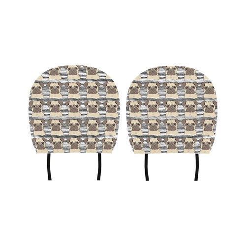 Happy pug pattern Car Headrest Cover