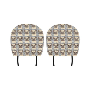 Happy pug pattern Car Headrest Cover