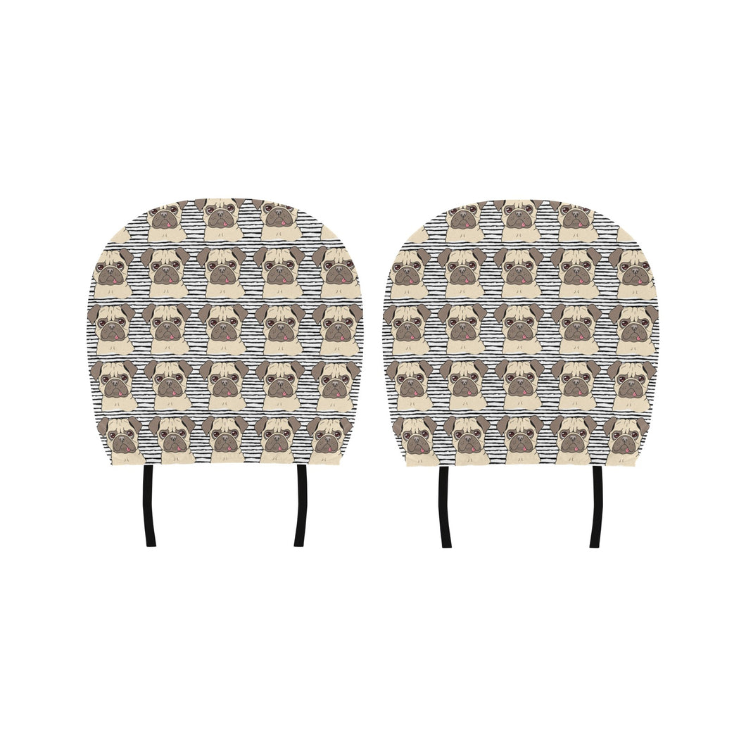 Happy pug pattern Car Headrest Cover