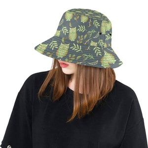 Cute owls leaves pattern Unisex Bucket Hat