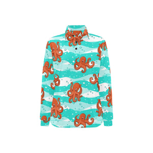 Octopuses sea wave background Women's Long Sleeve Polo Shirt