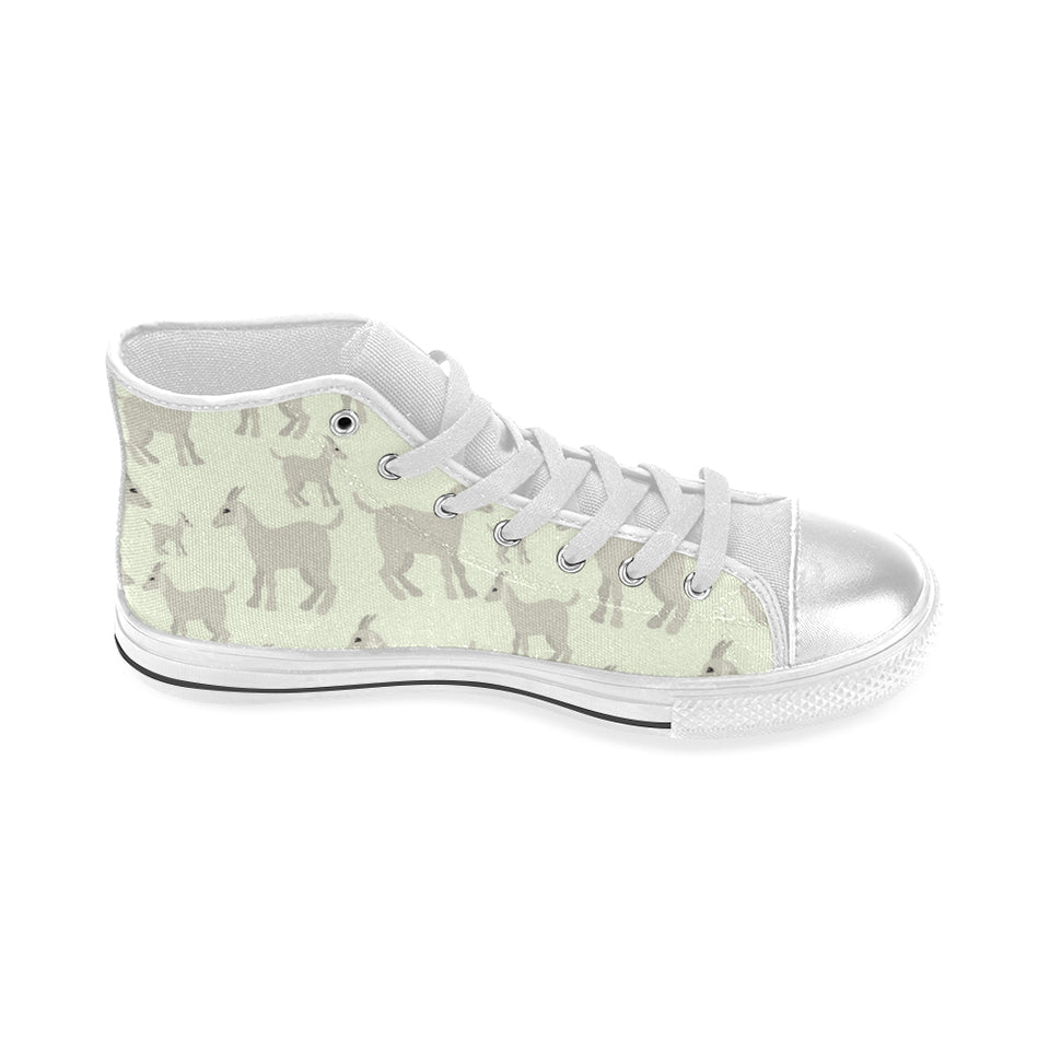 Little young goat pattern Women's High Top Canvas Shoes White